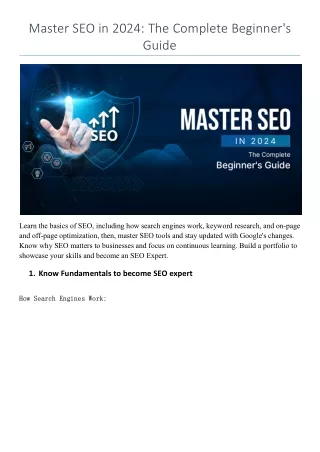 Master SEO in 2024 - The Complete Beginner's Guide