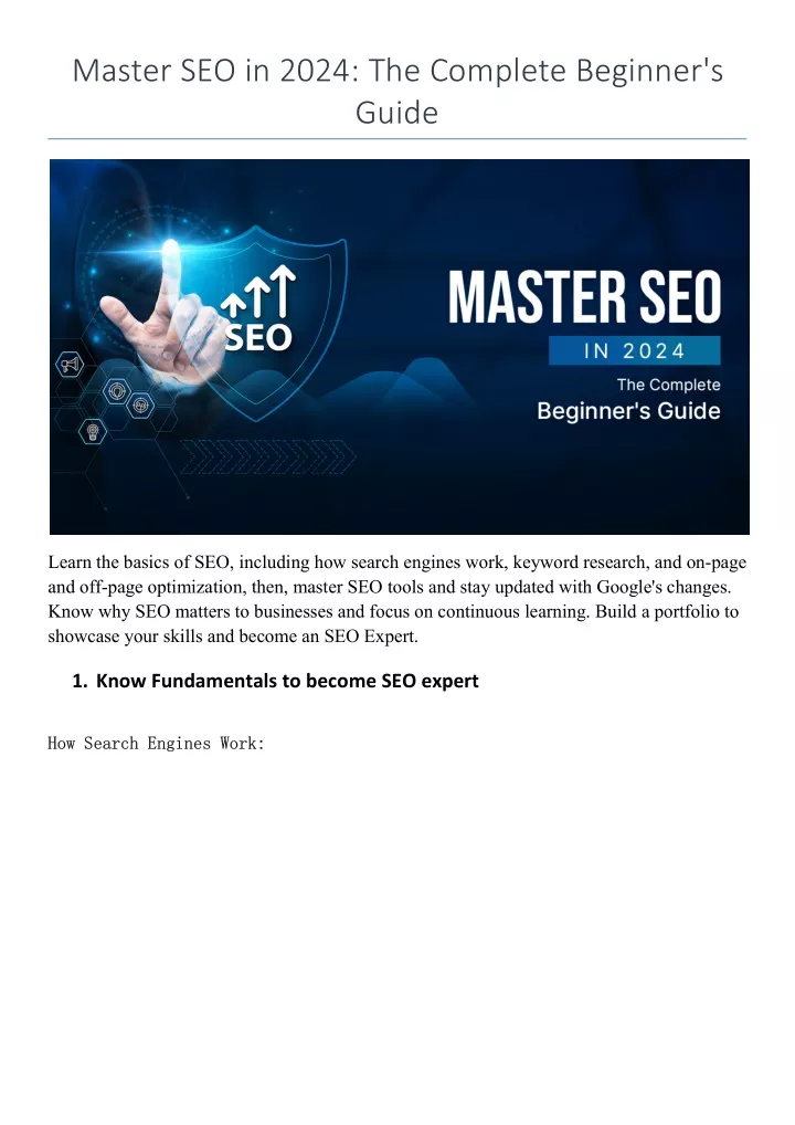 master seo in 2024 the complete beginner s guide