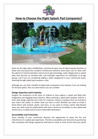 Empex Watertoys® - How to Choose the Right Splash Pad Companies