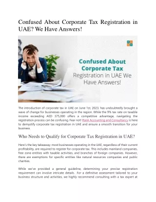 Confused About Corporate Tax Registration in UAE We Have Answers