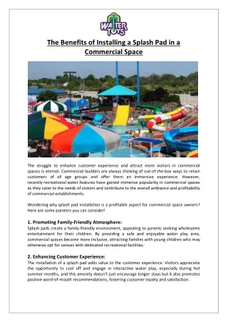 Empex Watertoys® - The Benefits of Installing a Splash Pad in a Commercial Space