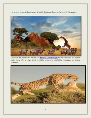 Unforgettable Adventures Await: Explore Tanzania Safari Packages