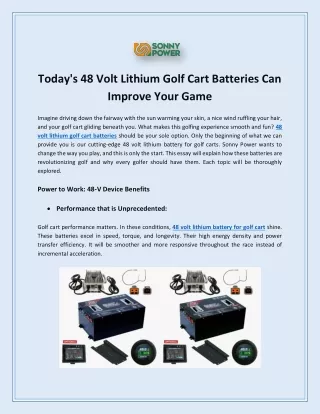 Today's 48 Volt Lithium Golf Cart Batteries Can Improve Your Game