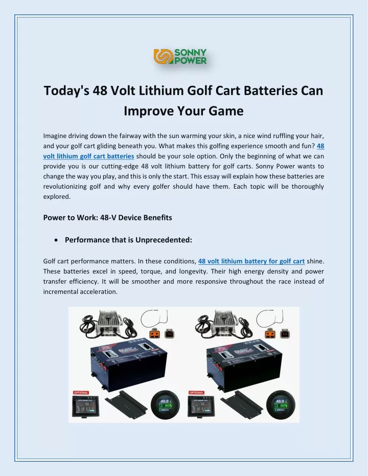 today s 48 volt lithium golf cart batteries