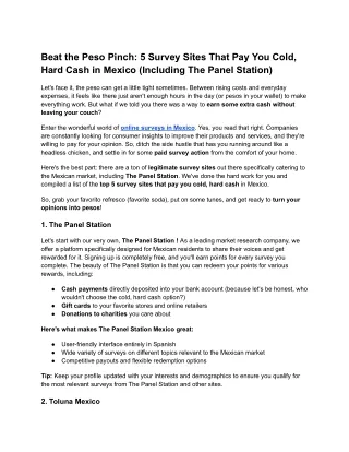 Beat the Peso Pinch_ 5 Survey Sites That Pay You Cold, Hard Cash in Mexico (Including The Panel Station)