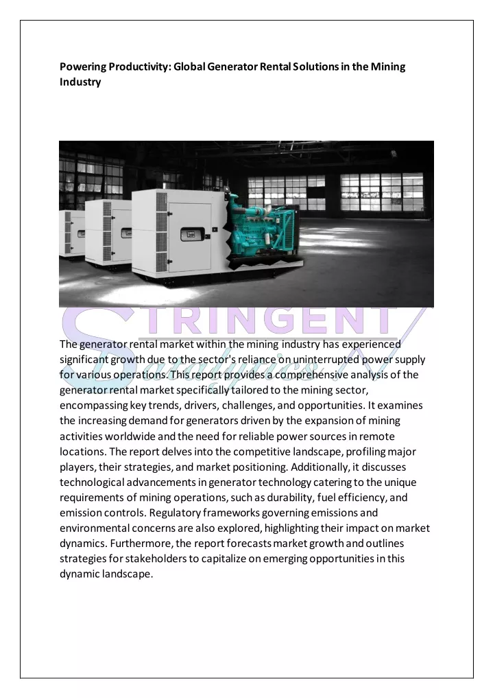 powering productivity global generator rental