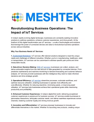The Impact of IoT Services
