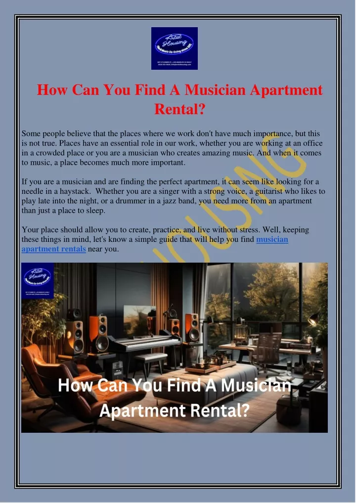 how can you find a musician apartment rental