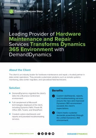 Transforming Dynamics 365 Environment: Leading Provider of Hardware Maintenance