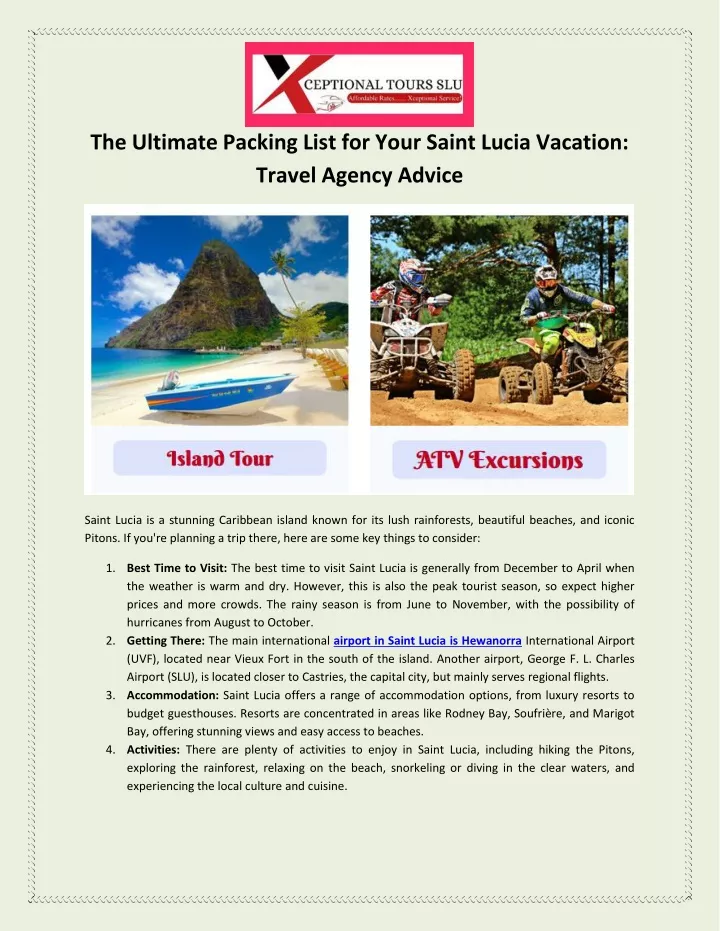 the ultimate packing list for your saint lucia