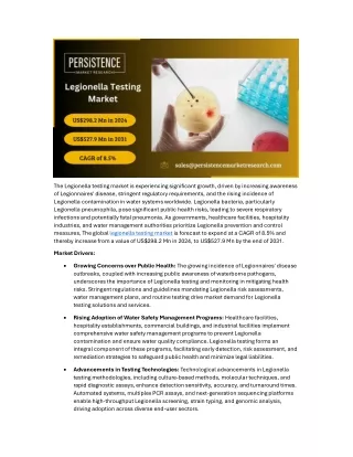 Legionella Testing Market: Insights and Market Research