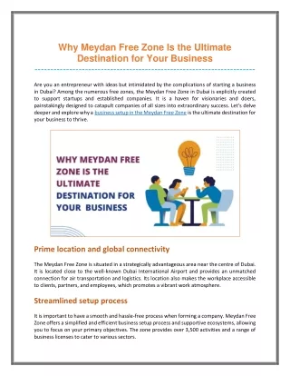 Why Meydan Free Zone Is the Ultimate Destination for Your Business