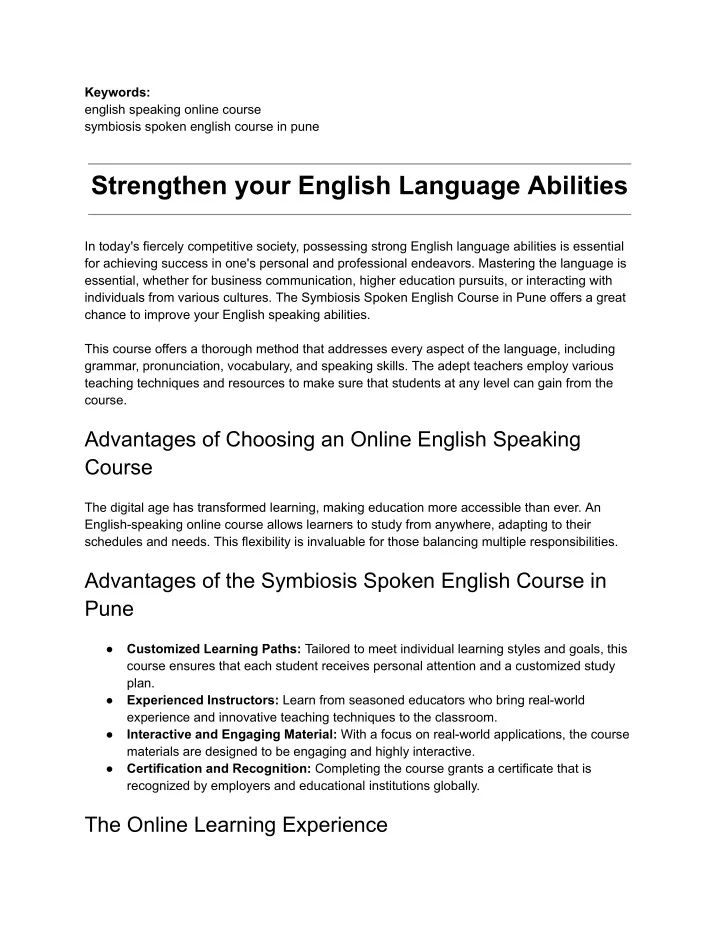 keywords english speaking online course symbiosis