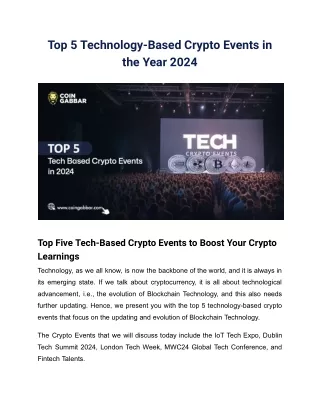 Top 5 Technology-Based Crypto Events in the Year 2024