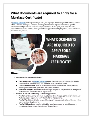What documents are required to apply for a Marriage Certificate