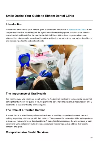 Smile Oasis Your Guide to Eltham Dental Clinic