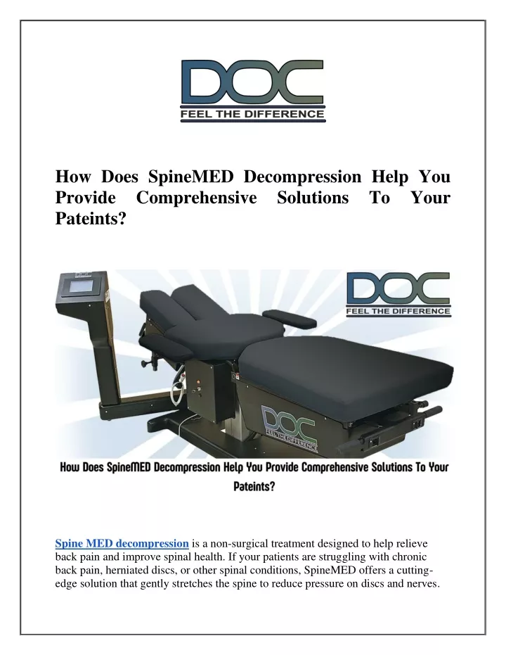 how does spinemed decompression help you provide