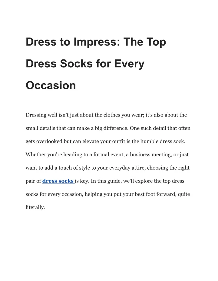 dress to impress the top