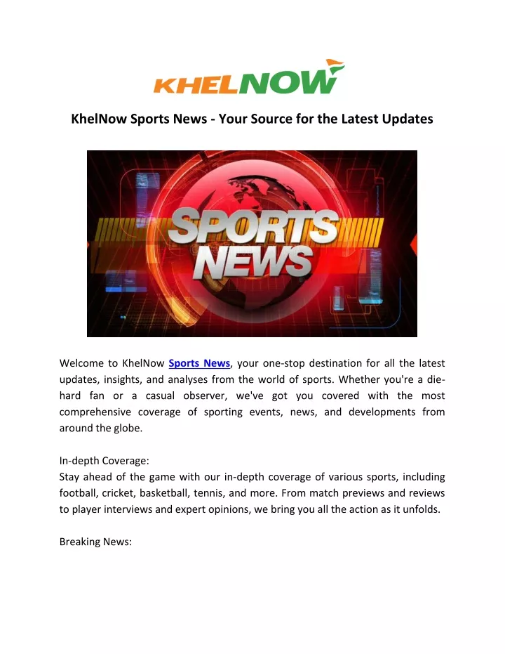 khelnow sports news your source for the latest