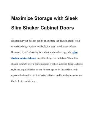 Maximize Storage with Sleek Slim Shaker Cabinet Doors