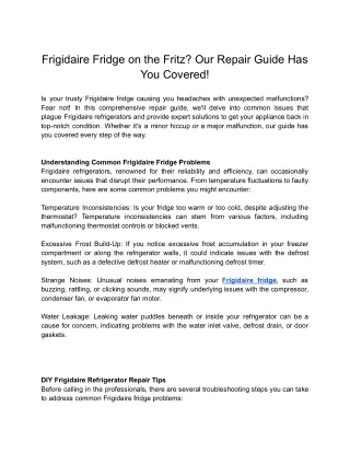Frigidaire Fridge on the Fritz? Our Repair Guide Has You Covered!