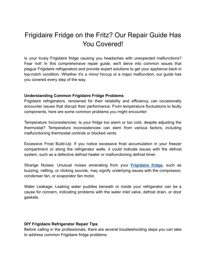frigidaire fridge on the fritz our repair guide
