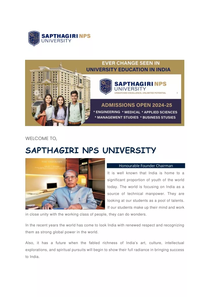 welcome to sapthagiri nps university