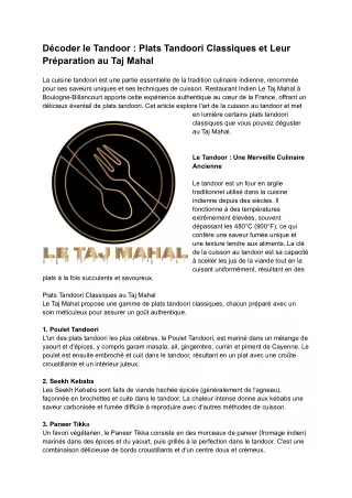 d coder le tandoor plats tandoori classiques