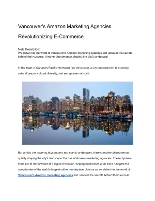 Vancouver's Amazon Marketing Agencies