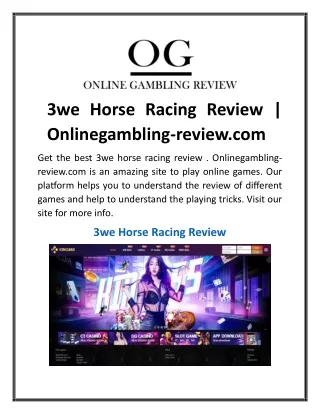 3we Horse Racing Review  Onlinegambling-review