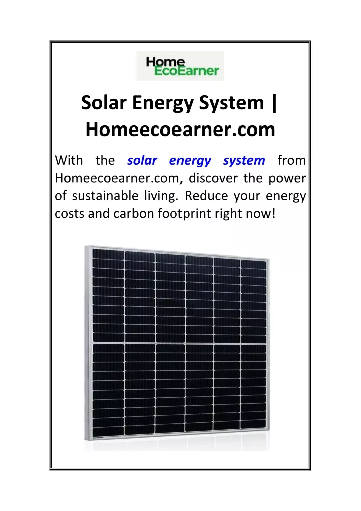 solar energy system homeecoearner com