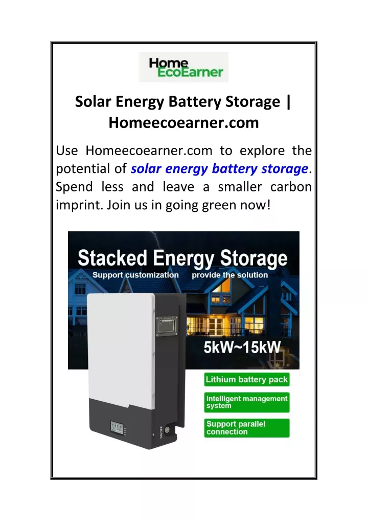 solar energy battery storage homeecoearner com