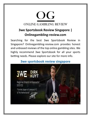 3we Sportsbook Review Singapore  Onlinegambling-review.com