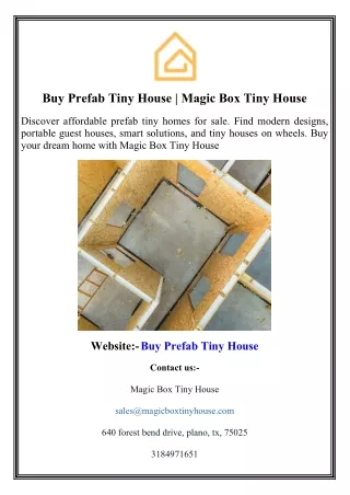 Buy Prefab Tiny House  Magic Box Tiny House