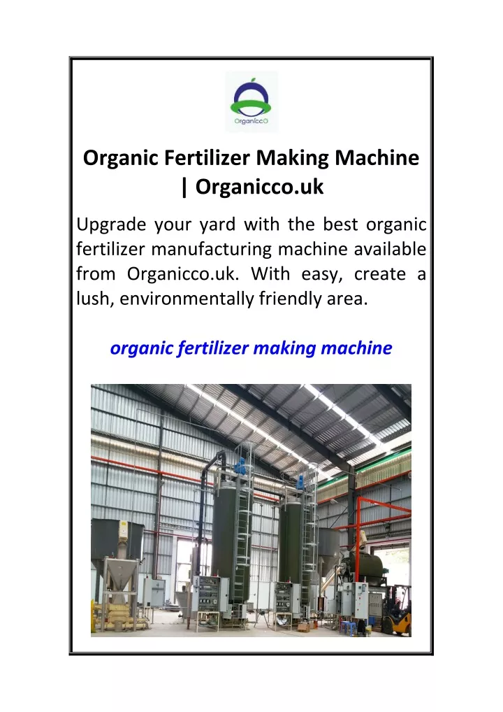 organic fertilizer making machine organicco uk