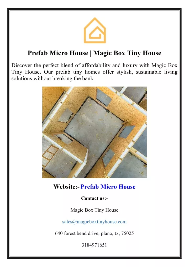 prefab micro house magic box tiny house