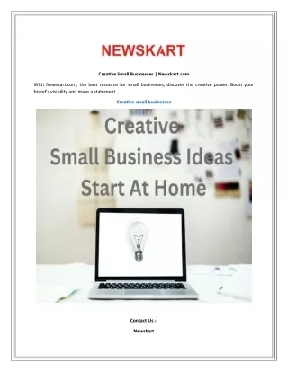 Creative Small Businesses    Newskart
