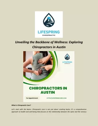 Unveiling the Backbone of Wellness Exploring Chiropractors in Austin