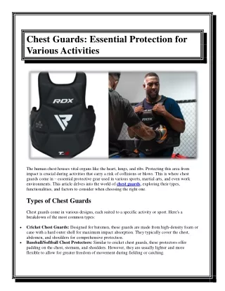 Chest Guards Essential Protection for Various Activities