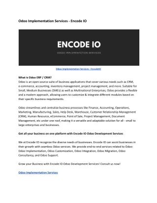 Odoo Implementation Services_Encode IO