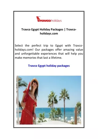 Travco Egypt Holiday Packages  Travco-holidays.com