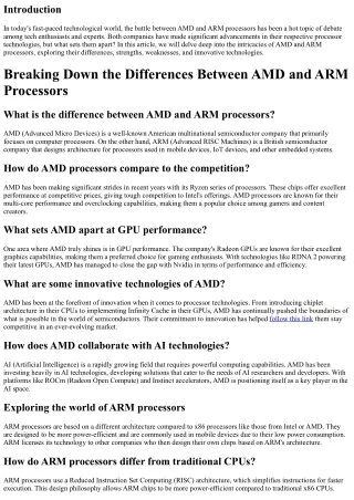 Breaking Down the Differences Between AMD and ARM Processors