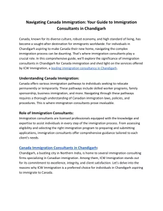 Navigating Canada Immigration_ Your Guide to Immigration Consultants in Chandigarh