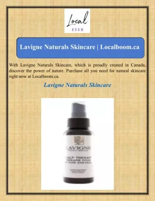 Lavigne Naturals Skincare Localboom.ca