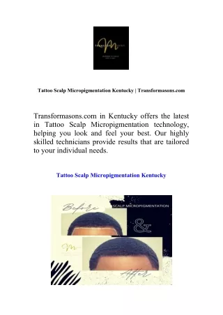 Tattoo Scalp Micropigmentation Kentucky | Transformasons.com