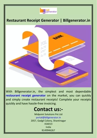Restaurant Receipt Generator  Billgenerator.in