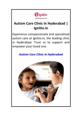 Autism Care Clinic In Hyderabad  Ignitio.in