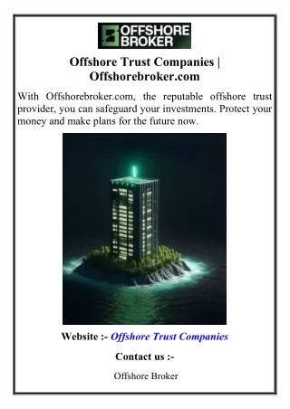 Offshore Trust Companies  Offshorebroker.com