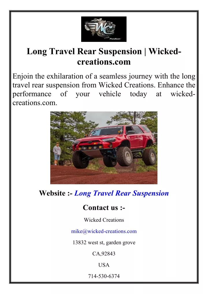 long travel rear suspension wicked creations com