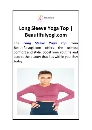 Long Sleeve Yoga Top  Beautifulyogi.com